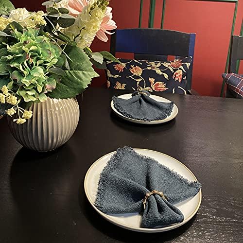 Napkin Rings Set of 6,Gold Bamboo Napkin Holder Ring for Table Decor