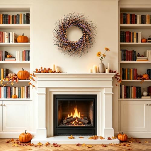 Idyllic 24 Inch Halloween Wreath Black Orange Purple for Front Door