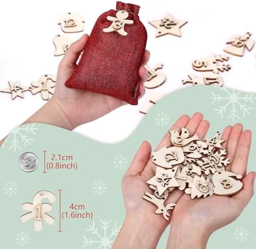 Naler Christmas Advent Calendar 2026, 24 Pcs Drawstring Gift Bags, Red