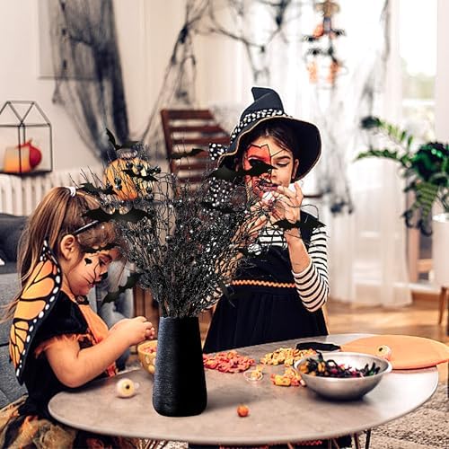 16 Pcs Artificial Halloween Branches Picks, Fake Black Bat Branches Picks