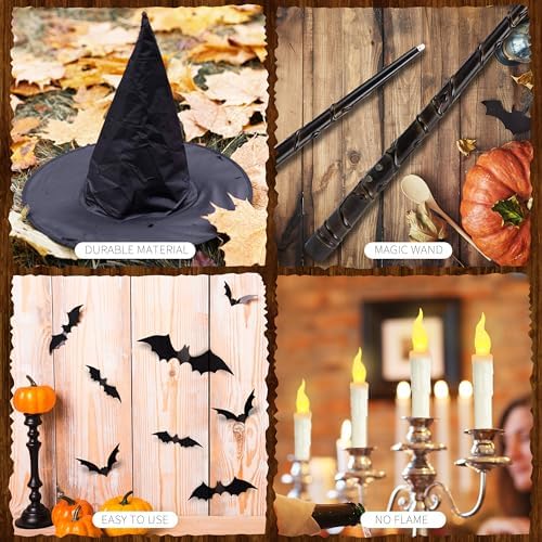 Fayoo 12 Pcs Floating Candles with Wand for Halloween Decor