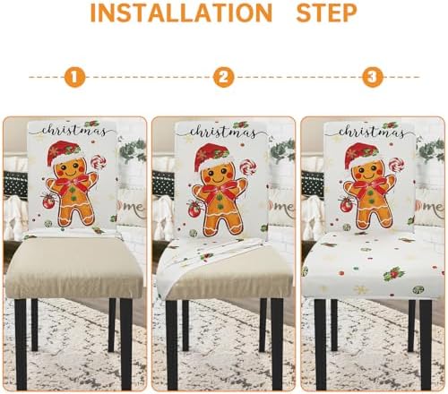 Christmas Chair Covers Set of 4 Gingerbread Winter Parsons Chair Slipcovers