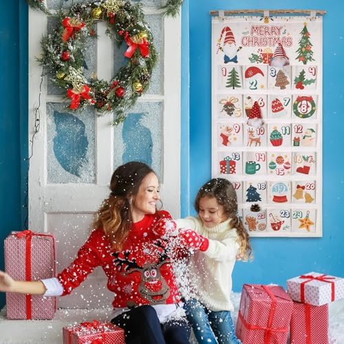 Naler Christmas Hanging Advent Calendar 2026, 24 Pockets, 50X100CM