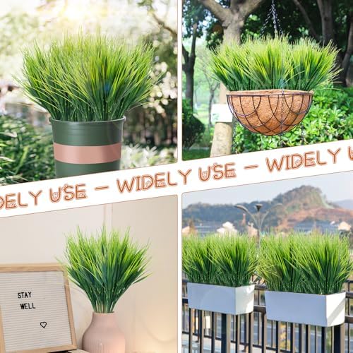 48 Bundles Fake Grass Plants Outdoor Fake Wheat Grass Greenery Stems