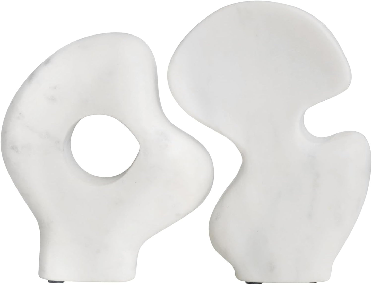Decorative Abstract Marble Sculptures / White / Set of 2