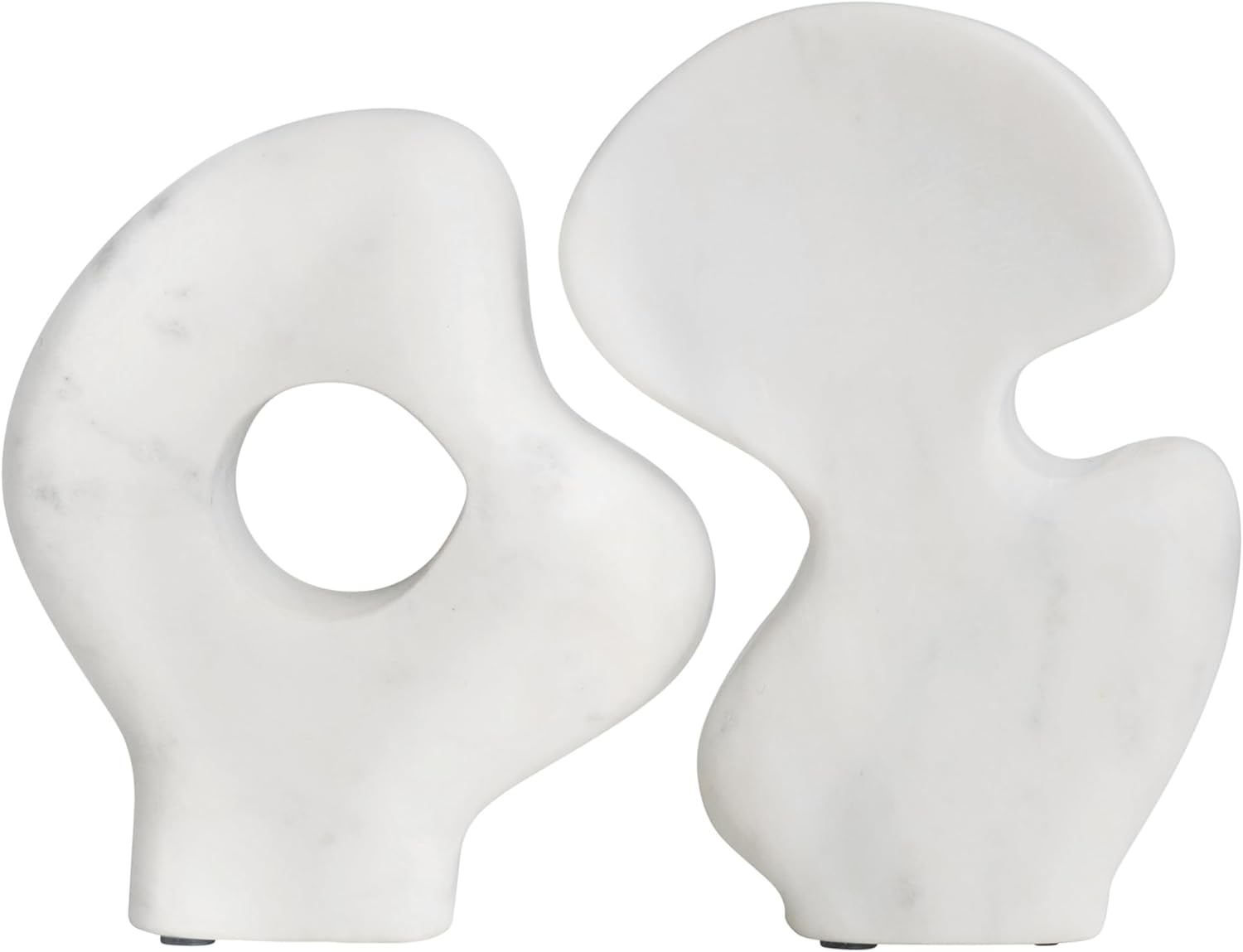 Decorative Abstract Marble Sculptures / White / Set of 2