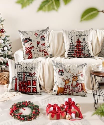 Christmas Pillow Covers Decorative for Couch Sofa Livingroom Outdoor Christmas Home Decor