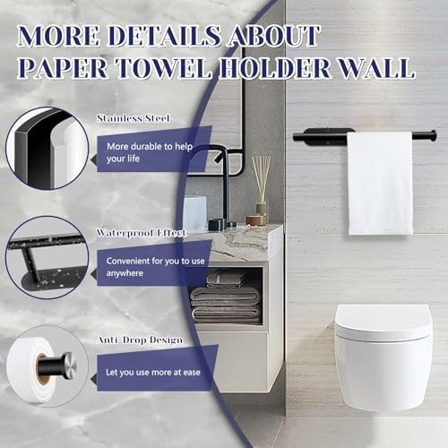 Black Paper Towel Holder, Self Adhesive Paper Towel Holder Under Cabinet