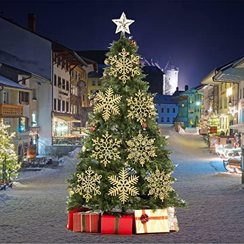 Sumind 8 Pcs 8 Pcs Large Snowflakes Hanging Decorations 12”, Gold