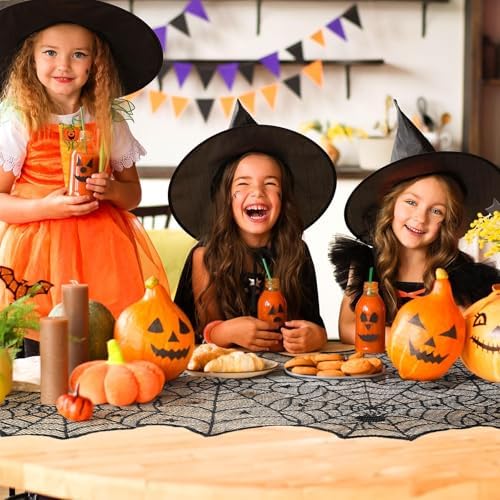 Halloween Decorations Table Runner with Black Lace Spider Web 18 X 72 Inch