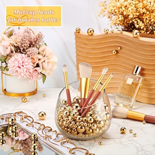 Junkin 300 Pcs Faux Pearl Vase Filler No Hole Beads, Gold