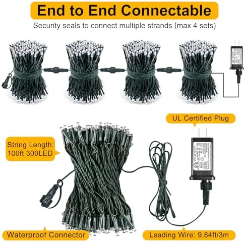 2 Pack Halloween Lights Outdoor, Total 200FT 600 LED Orange String Lights