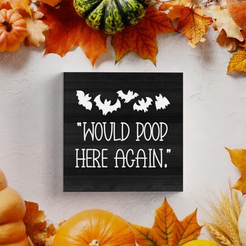 HTBIG Halloween Funny Bathroom Wooden Box Bat Decor