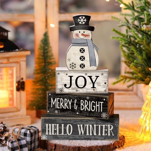 Lineshading 4 Pcs Wooden Fall Block Signs Tiered Tray Decor Farmhouse