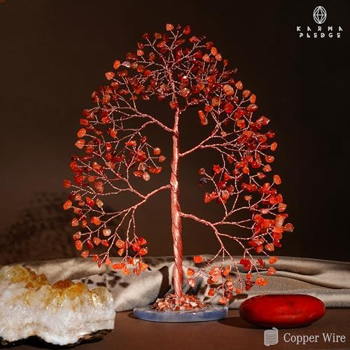 Crystal Tree of Life Birthday Gifts for Women, Men, Frineds, Handmade Carnelian Chakra Tree for Home, Room, Office