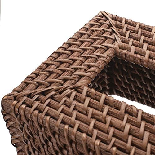 Rattan Tissue Box Cover Natural Woven Facial Napkin Holder Square / Honey Brown / 5.5 x 5.5 x 5.9