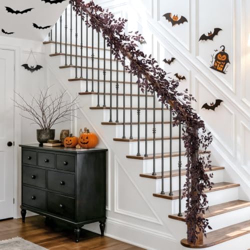 2 Pack 6 Ft Fall Garlands, Plum Cimicifuga Seeded Halloween Decor