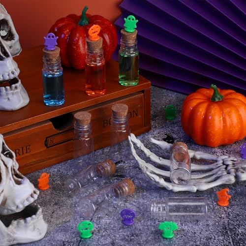 Bokon 36 Pack Mini Plastic Bottles with Corks Funnels Plastic Potion Bottles Tiny Clear Sand Art Jar Wishing Vial Witch Potion Jars for Decorations Birthday Party DIY Crafts Gift