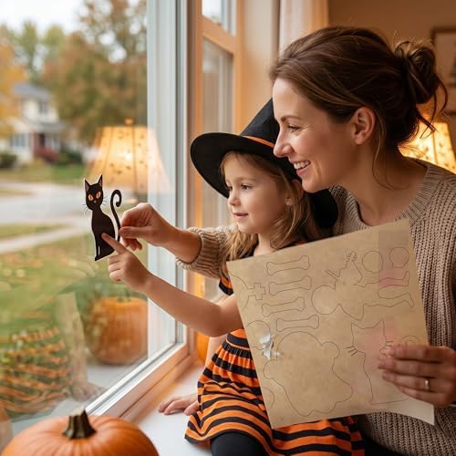 Halloween Window Clings Decorations Indoor, Reusable Static Stickers Decals for Glass Door Home Kids Party Decor