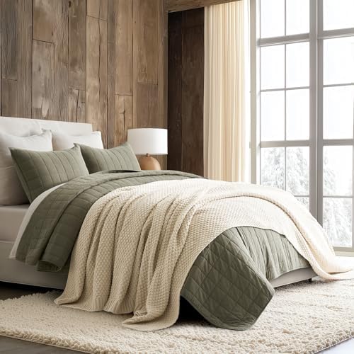 EVERGRACEHOME Chunky Chenille Knit Throw Blanket, 108x92, Beige