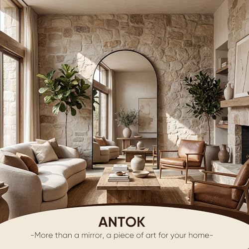 Antok 76" x34” Arched Full Length Mirror, Floor Mirror with Stand,Black