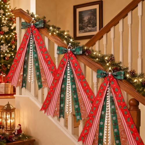 2 Pack Christmas Large Wreath Ribbon Bow for Front Door