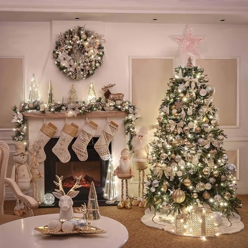 Christmas Tree Toppers Glitter Rose Gold Star for Christmas Tree Decoration