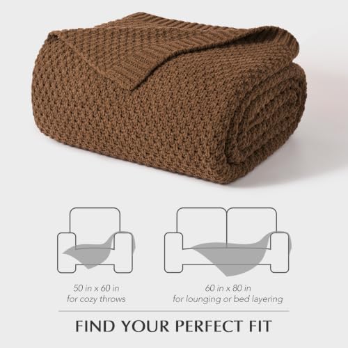 EVERGRACEHOME Chunky Chenille Knit Throw Blanket, 50 x 60, Burnt Orange