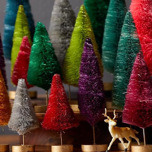 Bottle Brush Trees Set of 24, Hand-Dyed (Set of 24)