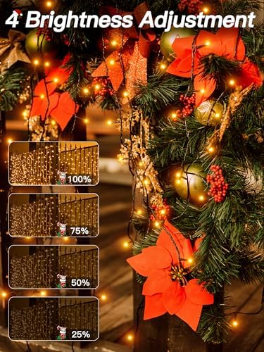 Guhope Christmas Lights 131FT 400 LED, Christmas Tree Light with 8 Lighting Modes, Outdoor Waterproof String Lights with Remote and Timer, Fairy Light for Holiday Decor (Warm White)
