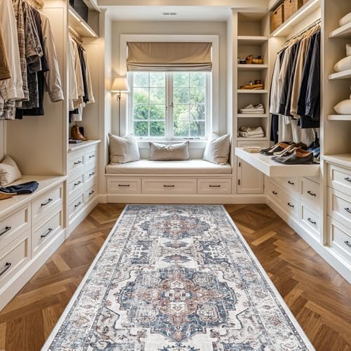 4x10 Washable Hallway Runner Rug: Oriental Living Room Entry Extra Wide Area Rug Ultra Soft Non Slip Runners for