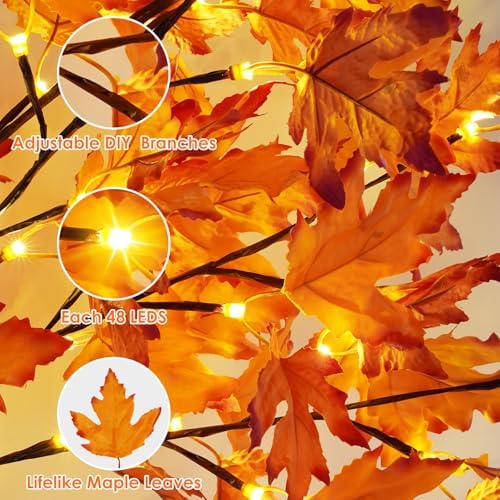 4FT Lighted Maple Tree 50 LED Artificial Fall Tree for Home Decorations