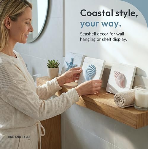 Tide and Tales 3D Beach Wall Art, Coastal Bathroom Wall Decor, Set of 3