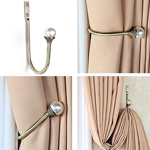 6 Pack Curtain Holdbacks Wall Mounted Curtain Tiebacks Hooks Plastic Pearl U Shape Curtain Tiebacks with Screws Curtain