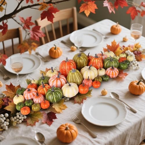 winemana 46 Pcs Artificial Pumpkins for Decorating Fall Decorations