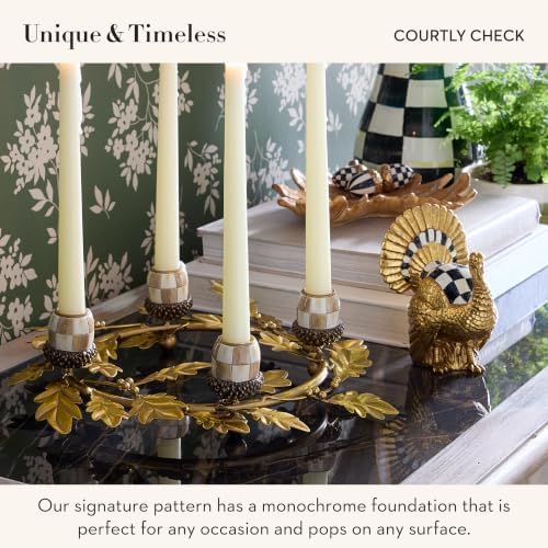 MACKENZIE-CHILDS Resin Mini Turkey Figurine, Courtly Check Gold