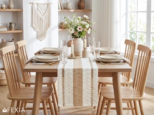 FEXIA Boho Table Runner 12x72 Inch for Fall Home Decor Table Decorations