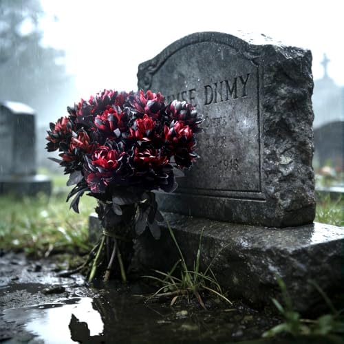 12Pcs Artificial Dahlia Flowers Black Gothic Dead Flowers for Halloween