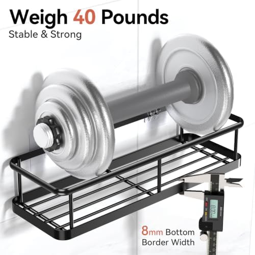YASONIC Shower Caddy Adhesive, Rustproof Shower Organizer with Soap Holder, Large Capacity Shower Shelves for Inside