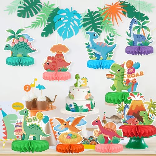 Dinosaur Birthday Party Supplies Kit - Dinosaur Themed Table Decorations with Honeycomb Centerpiece for Splendid Birthday Party Decorations