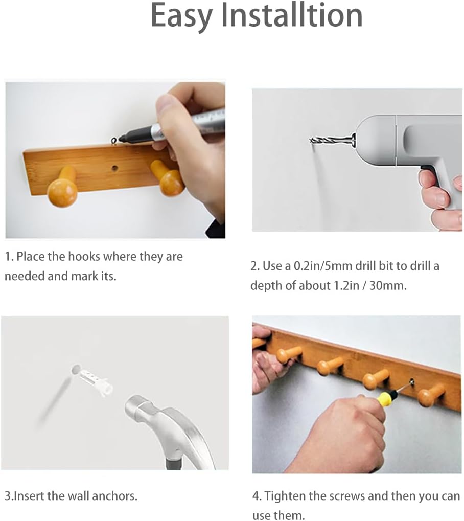 Wall-Mounted Hook Coat and Hat Rack