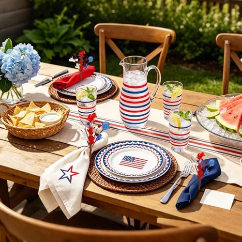 Handmade Independence Day Flower Napkin Rings Set of 12, Rustic Napkin Ring