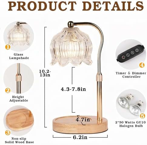 Funistree Flower Candle Warmer Lamp with Timer, Dimmable Candle Lamp Warmer, Christmas Birthday Gifts for Women Mom