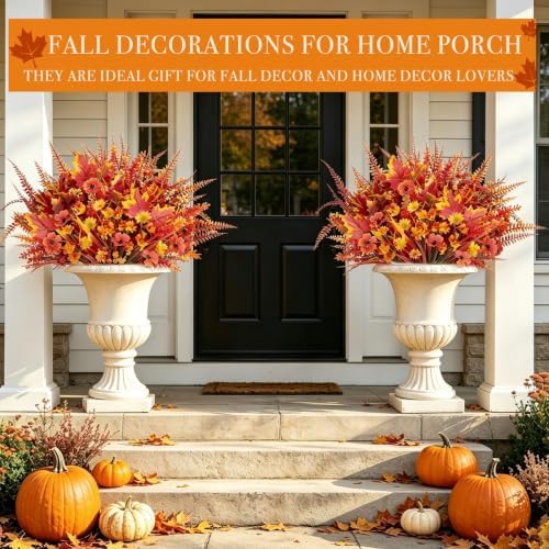 16 Bundles 5 Styles Artificial Fall Flowers for Outdoors Fall Decoration