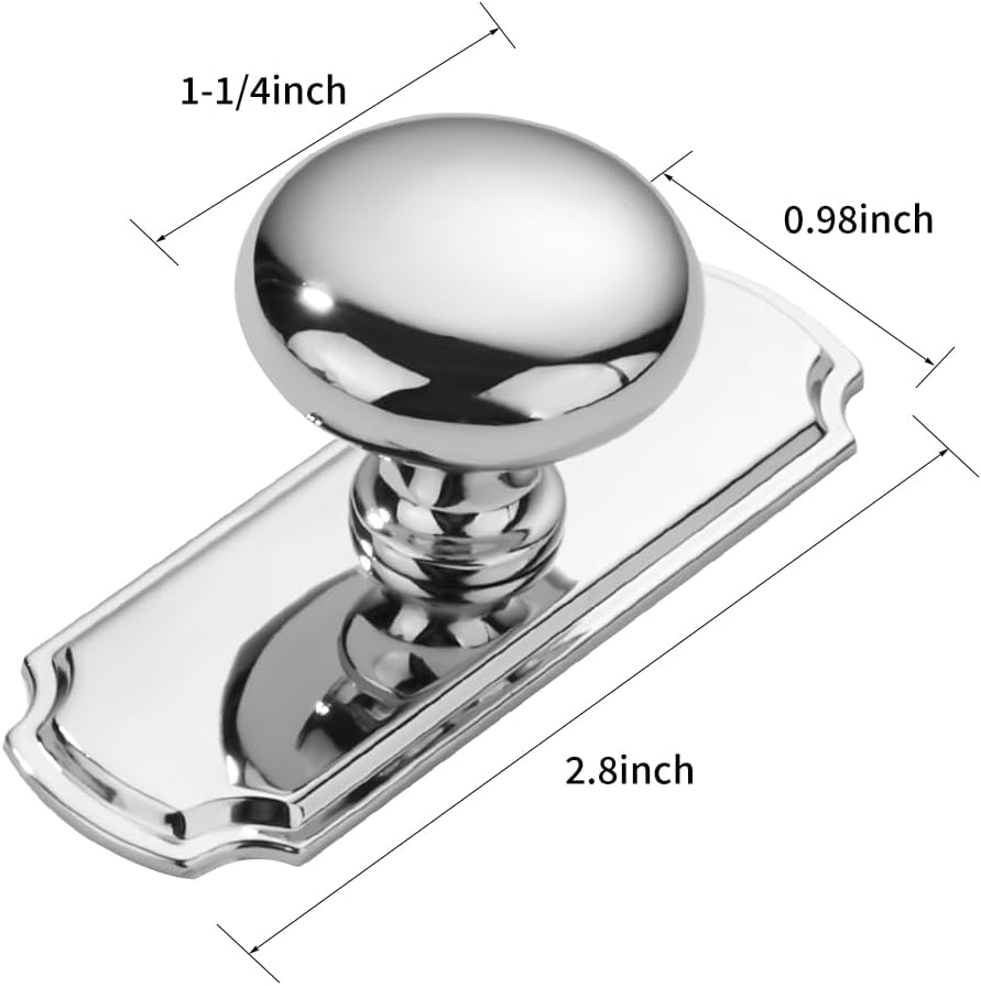 10 Pack 1-1/4 inch Backplate for Cabinet Knobs Polished Chrome Drawer Knobs Cabinet Hardware Vintage Aged Knobs with