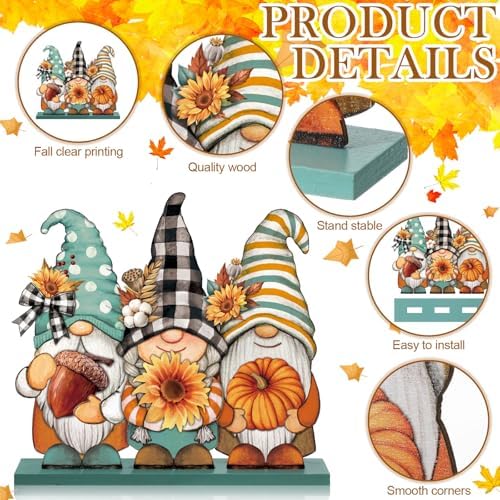 Wenqik 6 Pcs Fall Decor for Home Autumn Wooden Table Decorations Farmhouse