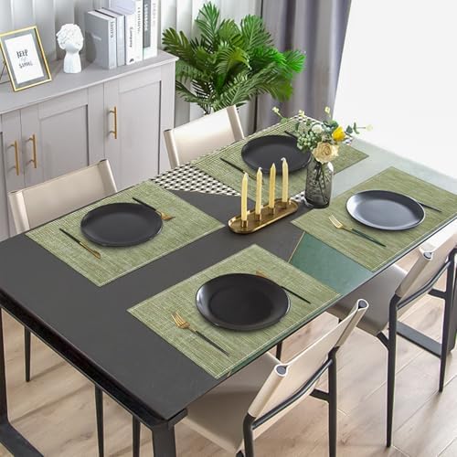 Niviy Placemats, Placemats Set of 4 Washable Place Mats, Green 12" x 18"