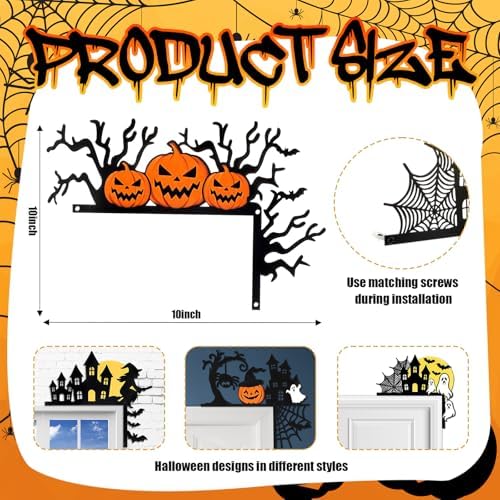 MorningRo 4 Pcs Halloween Themed Door Frame Topper Haunted House Wall Art