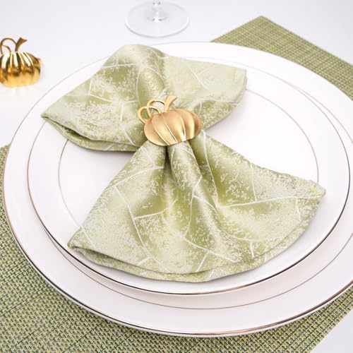 Gold Pumpkin Napkin Rings Set of 6 Fall Napkins Ring Retro Serviette Buckles Gold Adornment for Thanksgiving Halloween Table Settings