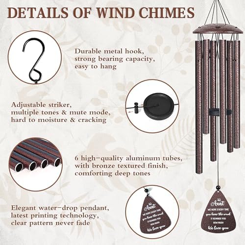 Aunt Gifts, 32" Bronze Wind Chimes, Birthday Gifts for Auntie from Niece